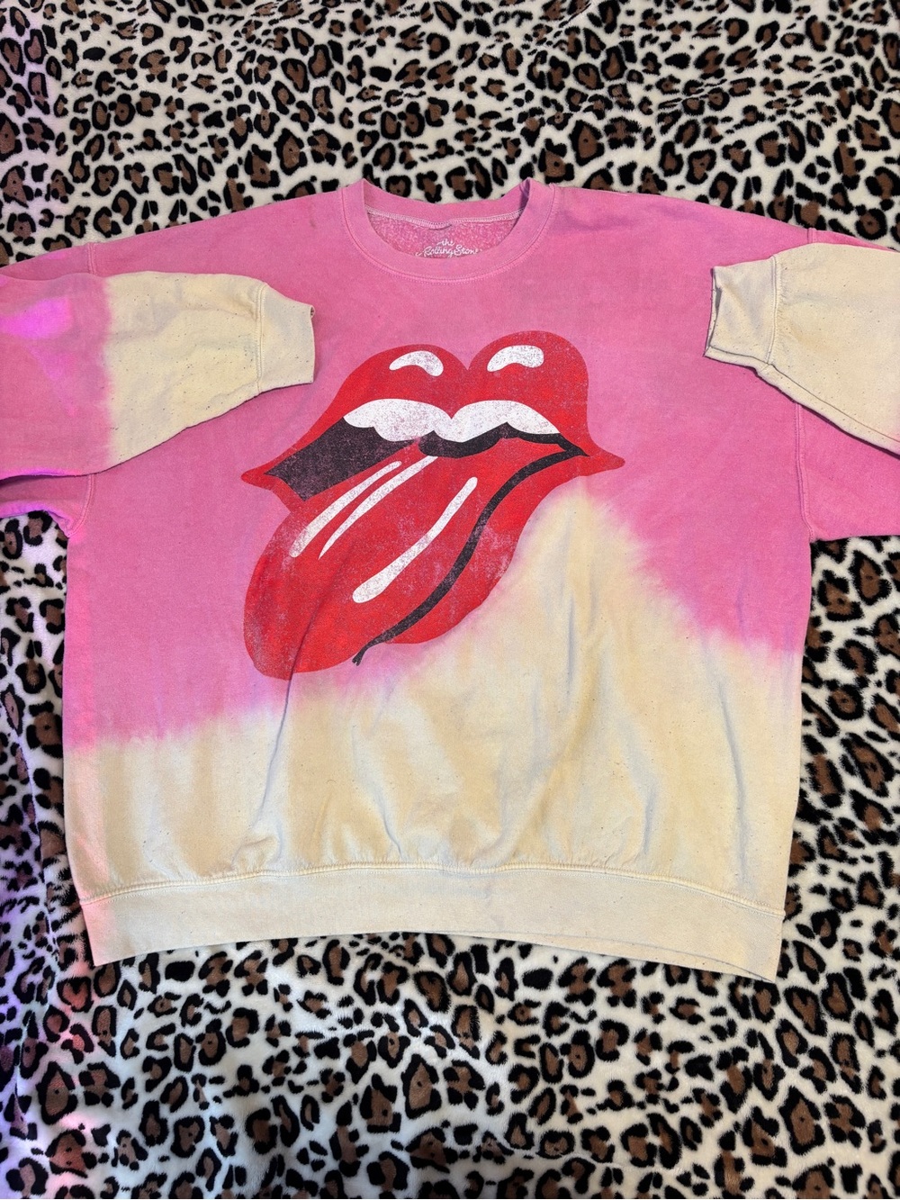 Urban Outfitters Pink & Yellow Tie-Dye Graphic Crewneck